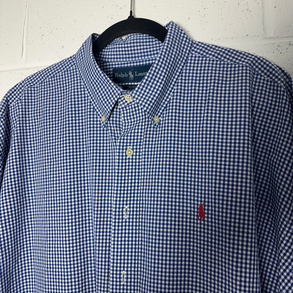 Ralph Lauren Other - Ralph Lauren Blake Mens XXL Blue Gingham Short Sleeve Cotton Button Down Shirt